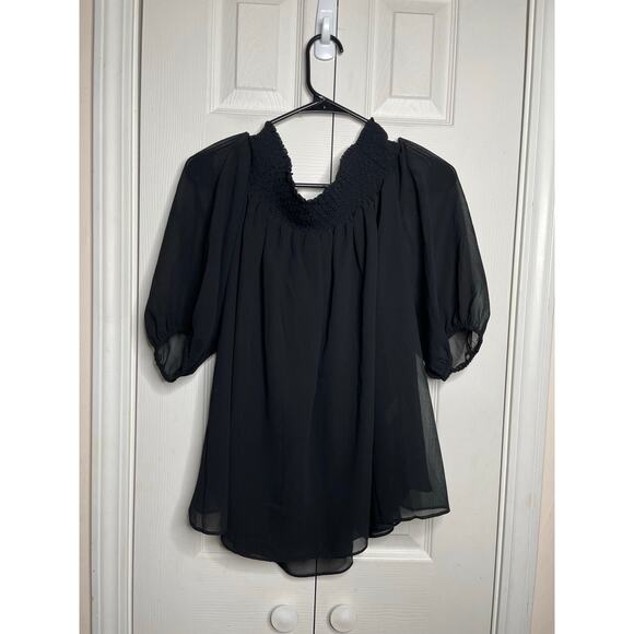NEW Loft Black Puff Sleeve Sheer Blouse Size Small - Picture 9 of 9